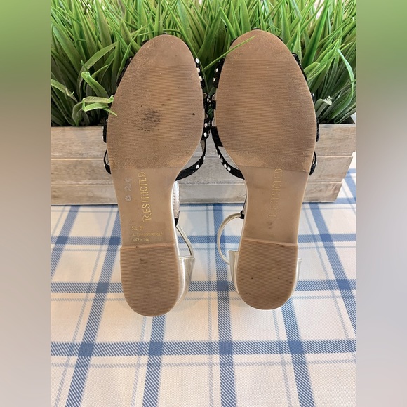 Restricted Studded Black/Gold Ankle Strap Sandals - Picture 5 of 5